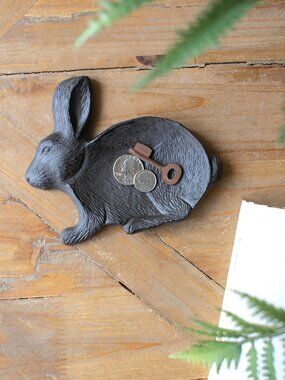 Cast Iron Easter Rabbit Trinket Tray NEW
